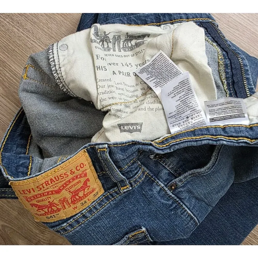 Levi's 541 Athletic Fit Jeans Men's 34x32 Blue Stretch Denim Medium Wash
